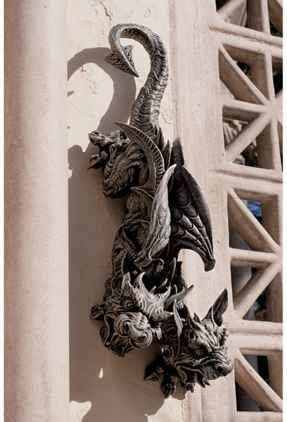Gargoyle Statue Two Headed Demon Gothic Double Trouble Sculptures